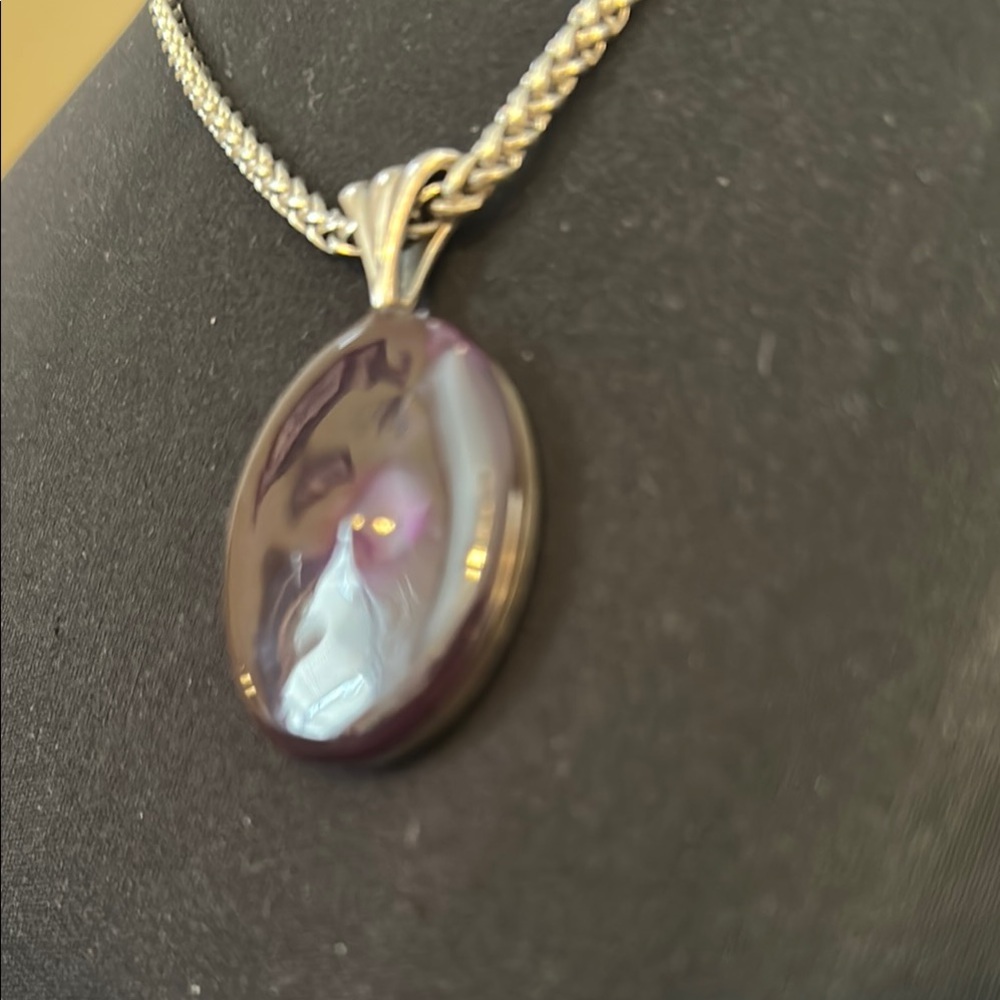 KABANA 925 Vintage Silver and Purple Pendant Necklace